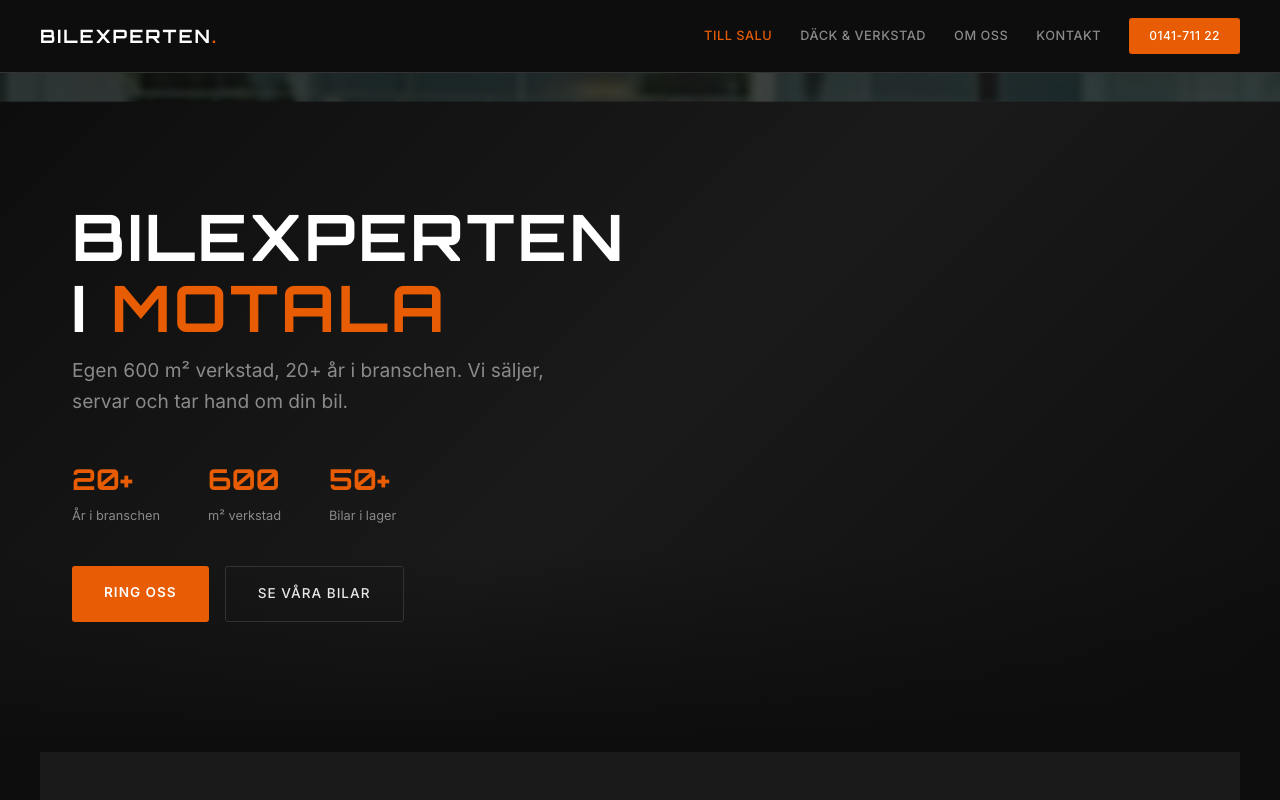 Bilexperten i Motala proof-of-concept website
