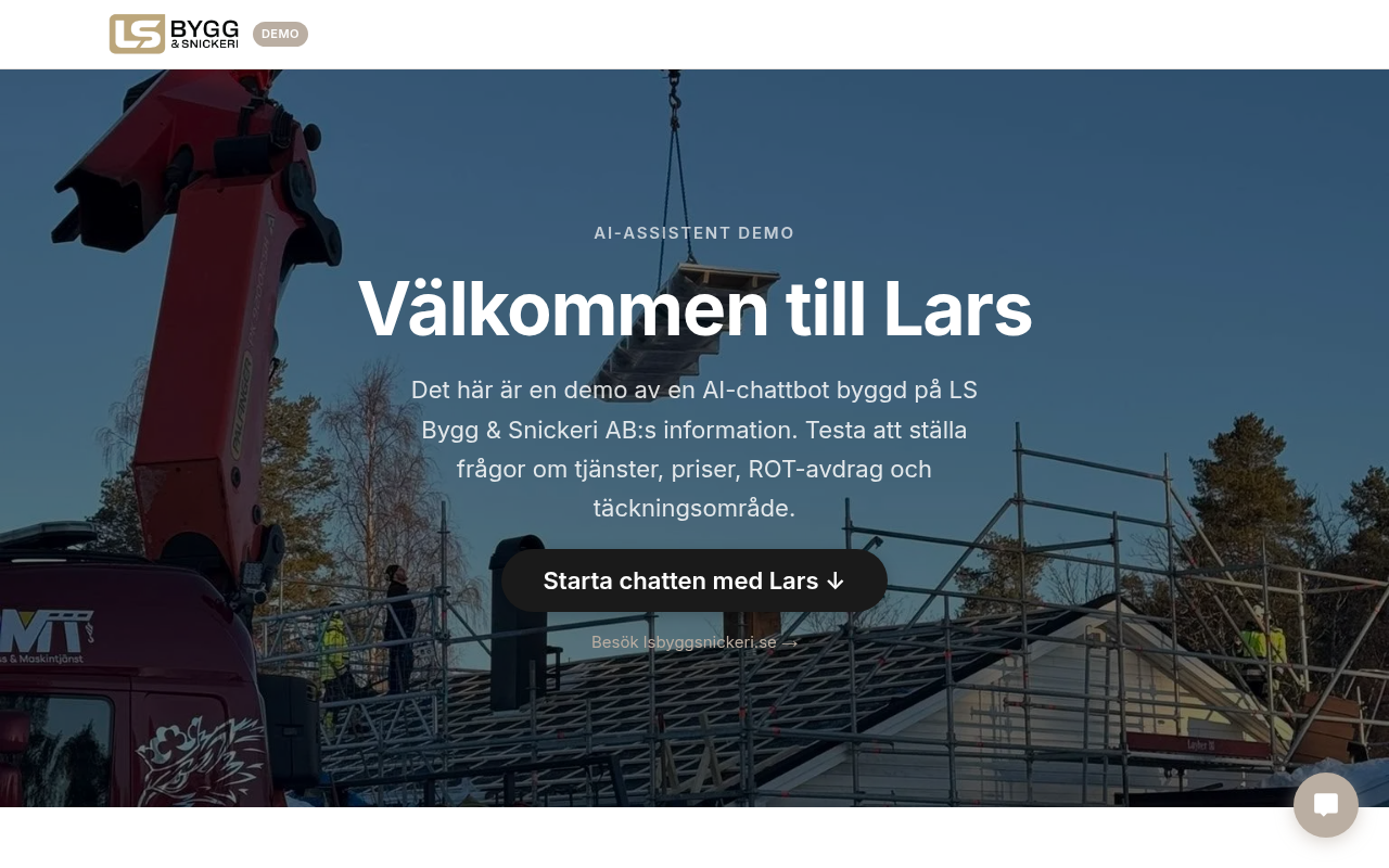 LS Bygg & Snickeri chatbot demo